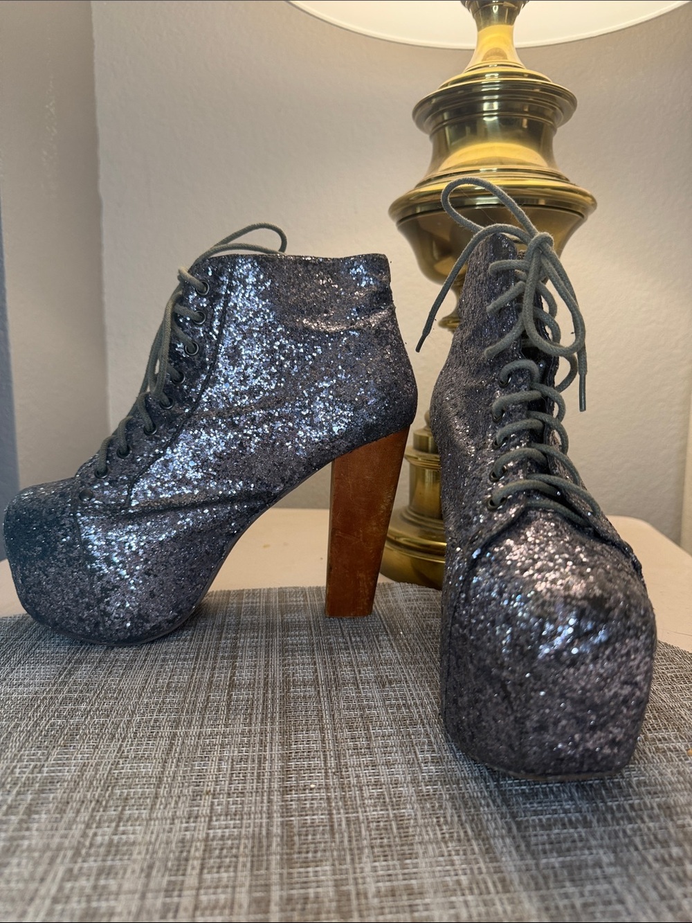 Glitter Lita Lace-Up Ankle Boots